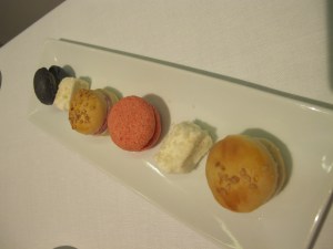 Sweet and savory macaroons and marshmallows