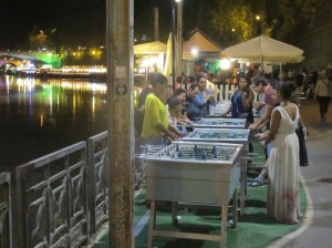 Playing foosball down by the river ...