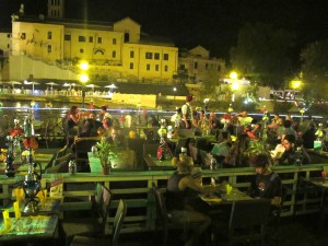 At a hookah bar, hanging out by the river ...