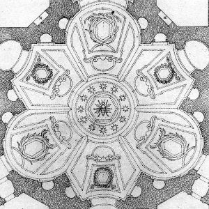 Drawing of the floor plan of Sant'Ivo, by
