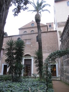The church of St. Agnes Outside the Walls, looking up from the garden