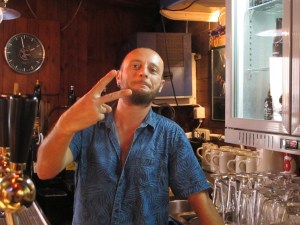 The affable Dario behind the (tiny) bar