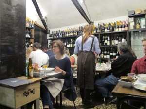 At Roscioli, surrounded by wine.