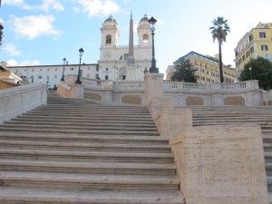 The Spanish Steps flow down the little hill to Piazza de Spagna