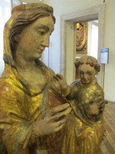 A German wooden Madonna and child.