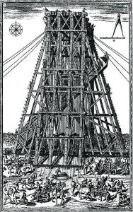 1590 depiction of the Lowering of the Vatican Obelisk