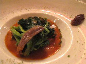 Puntarelle with anchovy, in a tangy broth.